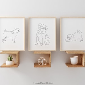 Pug Line Art Set - INSTANT DOWNLOAD