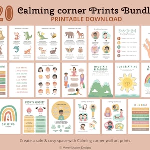 Paquete de impresiones de Rincón de la calma, conjunto de impresiones de Estrategias de calma, Letrero de Rincón de la calma, Habilidades para calmarse, Pósteres educativos - DESCARGA INSTANTÁNEA