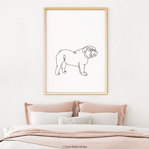 English Bulldog Line Art Minimalist Wall Art Drawing Dogs - Etsy
