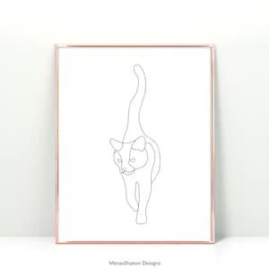 Cat Line Drawing Print, Scandinavian Wall Art (Digital Download)