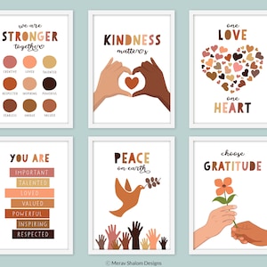Inclusive Classroom Art, set of 6, Diversity Poster, Human Equality Art, kids Wall Art, Diversity Classroom Art - INSTANT DOWNLOAD