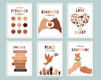 Inclusive Classroom Art Prints, Set of 6, Diversity Posters (Instant Download)