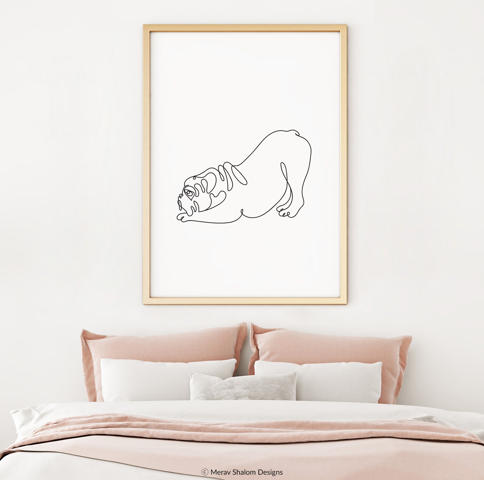 English Bulldog Line Art Minimalist Wall Art Drawing Dogs - Etsy
