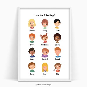 Gráfico de Sentimientos & Emociones, Impresión de sentimientos, Educación Imprimible, Estampado Montessori, Arte de pared emocional, Decoración del aula - DESCARGA INSTANTE