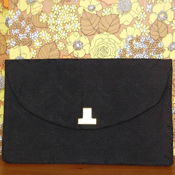 VINTAGE LANCÔME tissu signature noir 60's evening bag hand CLUTCH