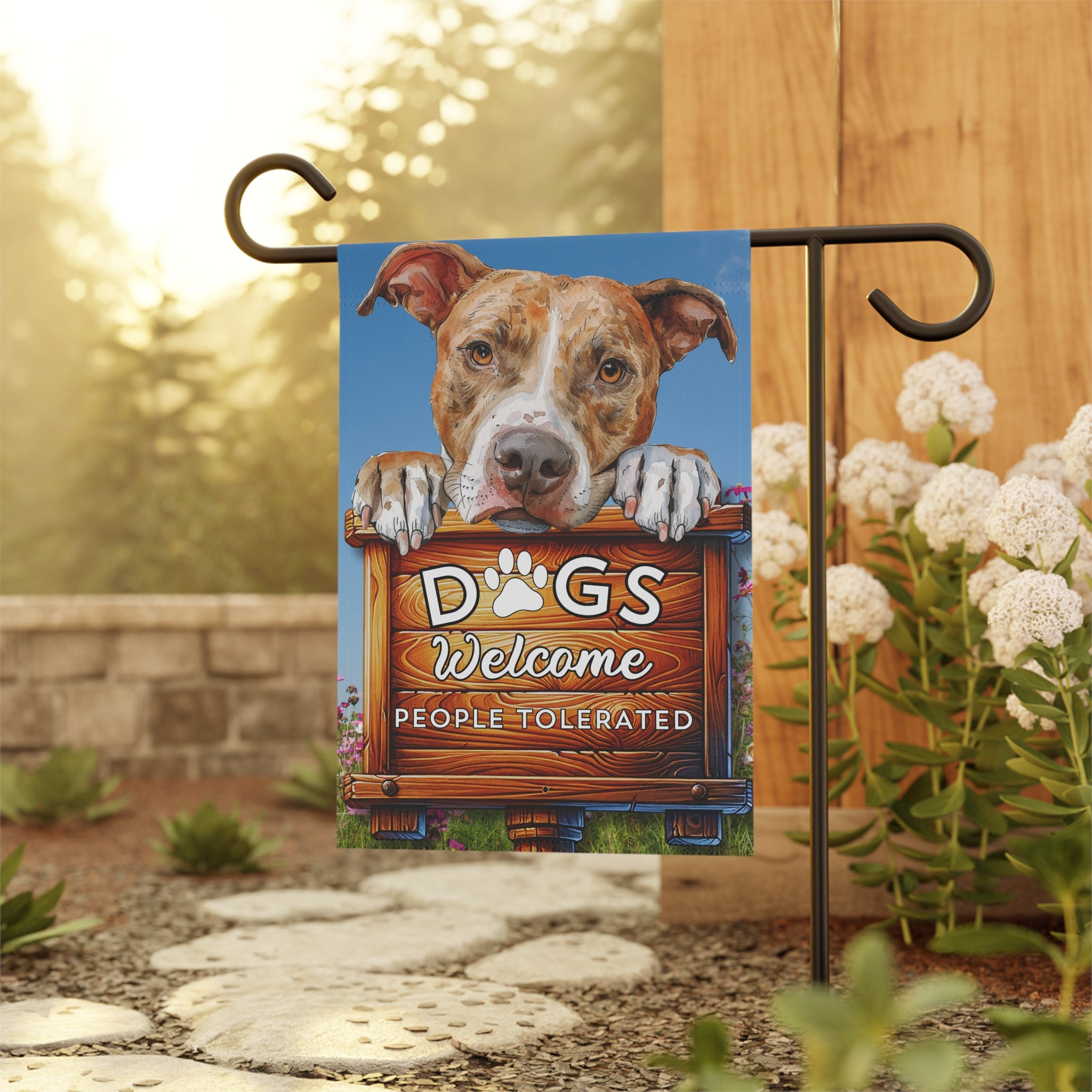 PWHAOO Pitbulls Gartenflagge – Welcome We Hope You Like Pitbulls – 45,7 X 31,8 Cm, Doppelseitig Bedruckt