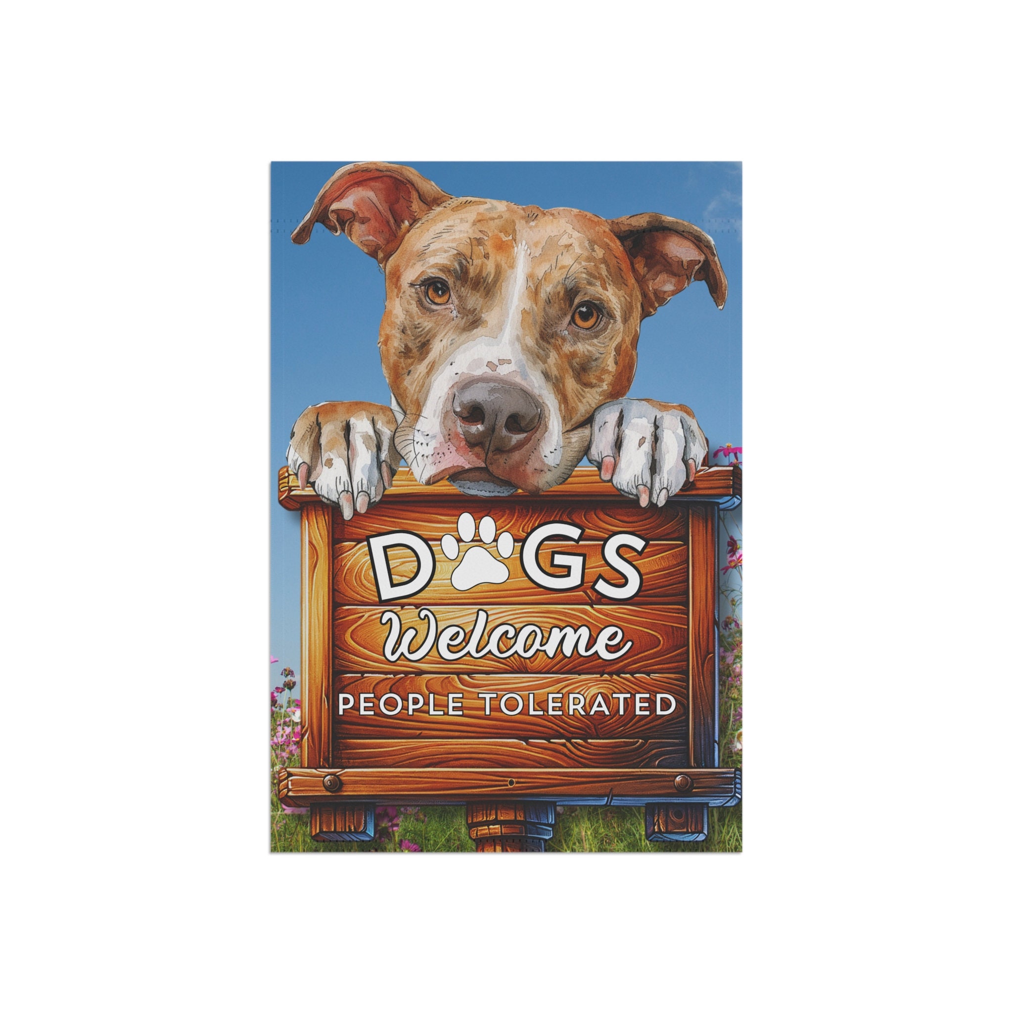 Pitbull-Willkommensflagge Für Garten Oder Tür – „Welcome We Hope You Like Pitbulls“