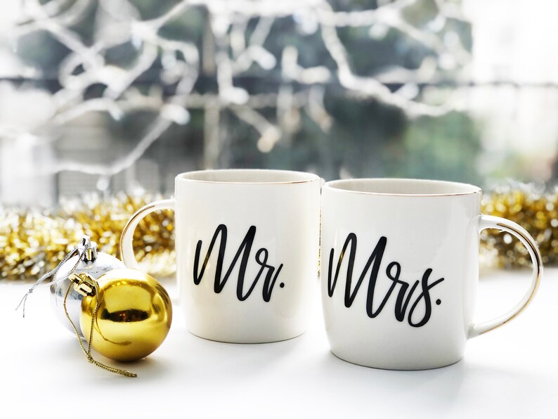 Gifffted Mr y Mrs Tazas de café regalos de aniversario de