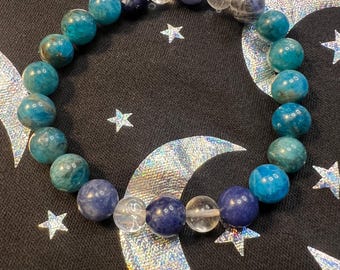 Apatite, Sodalite, and clear Quartz Bracelet stomach and weight loss.