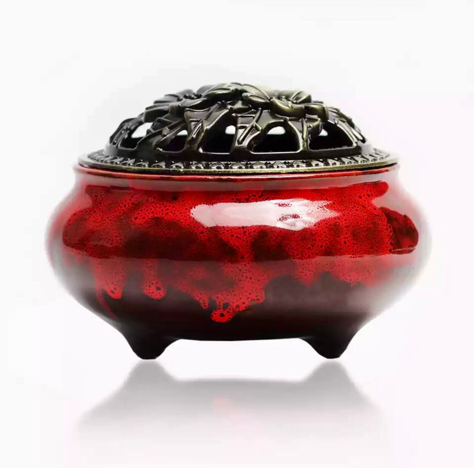 Shiny Glazed Ceramic Incense Burner Bowl 15 FREE Incense Etsy