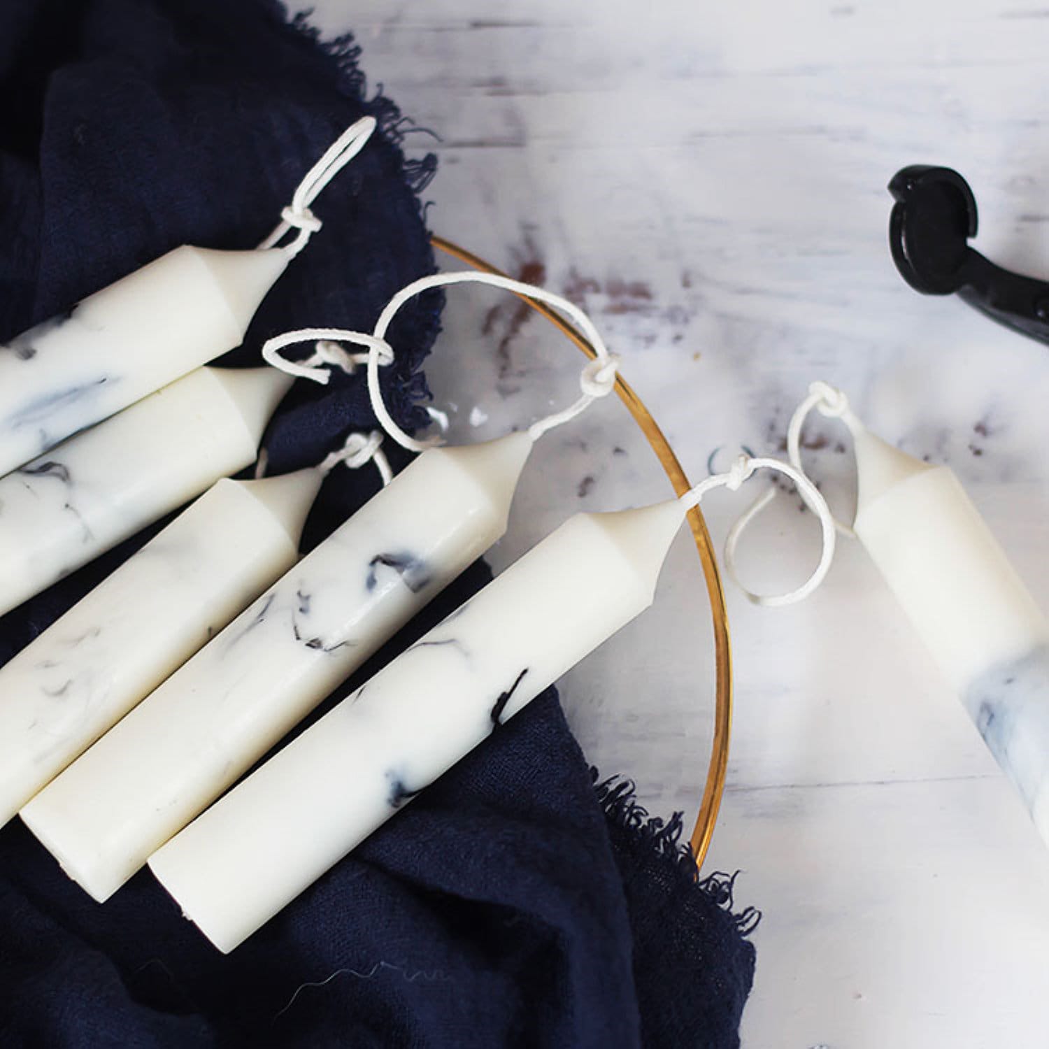 Taper Candle Marble Taper Candle White Soy Wax Candle for Etsy