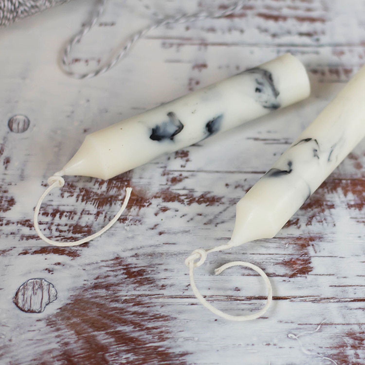 Taper Candle Marble Taper Candle White Soy Wax Candle for Etsy