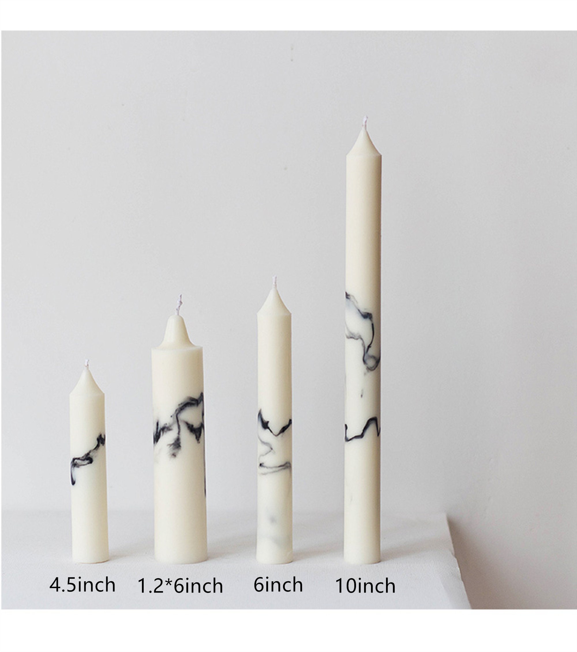 Taper Candle Marble Taper Candle White Soy Wax Candle for Etsy