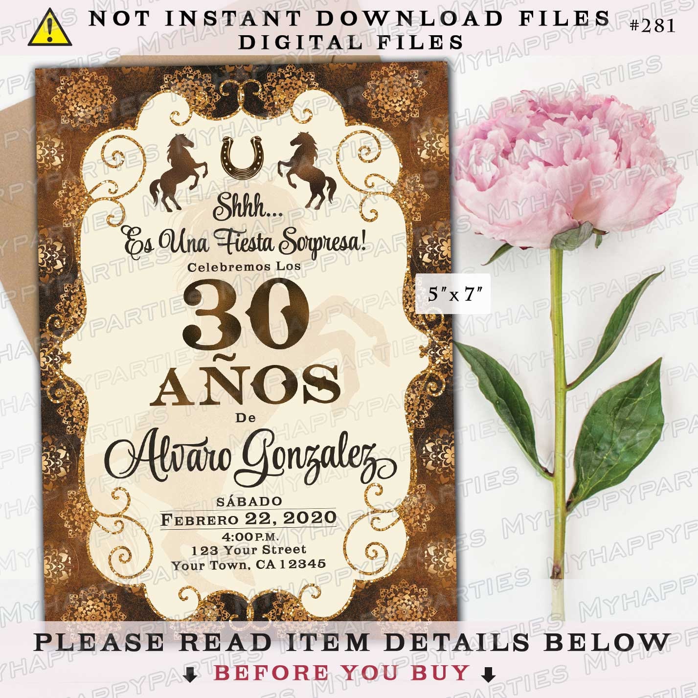 Spanish 50th Birthday Invitation Printable, All Ages Adult Birthday  Invitation, Invitación De 50 Años Mujer, 50 Años Cumpleaños Adulto Mujer 