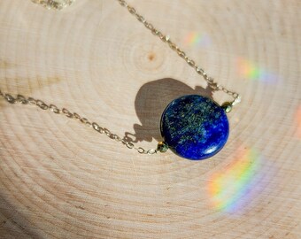 Lapis Lazuli Necklace with Pyrite Stones, Reiki Charged Crystal Healing Jewelry
