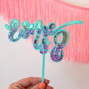 Acrylic Cake Topper Custom 2-lined Double Layer Topper hand-glittered image 1