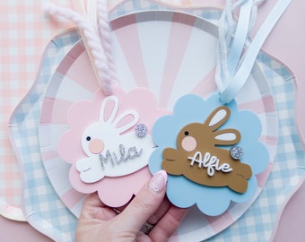 Jumping  Bunny Easter Basket Tags, Easter Bunny acrylic tags for bunny baskets, Bunny gift tags , bunny tags
