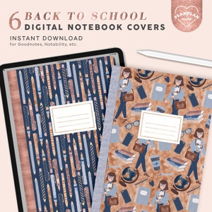 Back To School Digital Planner Cover for GoodNotes Notability, Study Digital Notebook Cover, Student Subject Covers, Student Notebook