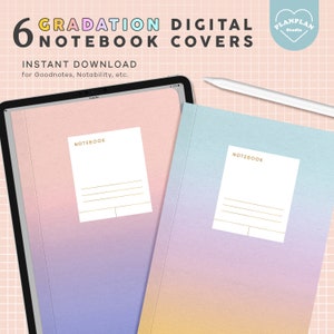Gradation Digital Planner Cover for GoodNotes Notability A4 & Letter, Aesthetic Digital Notebook Cover, Neutral Subject Covers