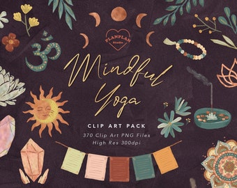 Mindful Yoga Clip Art, Yoga Pose Clipart, Wellness Graphics, Watercolor Yoga Illustration, Earthy Yoga Clipart, Namaste Clip Art, Yoga PNG