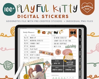 Playful Cats Planner Stickers, Cats Digital Stickers, Cute Cats Planner Sticker, Cute Kitty Sticker for Goodnotes Notability, Kitten Sticker