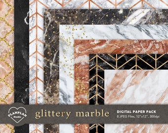 Digitaal papier glittermarmer, digitaal papier roségoudmarmer, goudfolieachtergrond, elegante marmeren achtergrond, marmeren bruiloftachtergrond