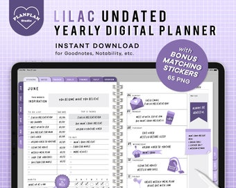 Basic Lilac Digital Planner, Purple Lavender Color iPad Planner, Undated Goodnotes Planner in Basic Color Theme, Digital Journal, Notability
