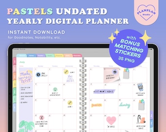 Digital Planner, iPad Planner, Goodnotes Planner, Pastels Marble Digital Planner, Undated Digital Journal, Notability, Goodnotes Template