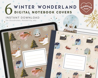 Winter Wonderland Digital Planner Cover, December Planner Digital Notebook Cover for GoodNotes Notability,  Christmas Subject Covers