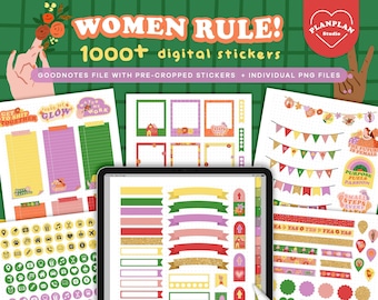 Women Rule Digital Planner Stickers, March Monthly Digital Stickers in Women Empowerment, Womens March Goodnotes Sticker iPad Planner