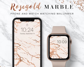 Apple Watch Wallpaper in Rosegold Marble, iPhone wallpaper Chic Rosegold, Apple Watch Face Design in Rosegold Foil Marble