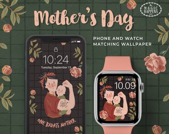 Apple Watch Wallpaper Mother's Day, Mom iPhone Wallpaper, Mom's Day Apple Watch Face, Motherhood Wallpaper, Super Mom Phone Background