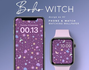 Boho Witch Apple Watch Face, Halloween iPhone Wallpaper, Starry Apple Watch Face, Witchcraft Apple Watch Wallpaper, October Phone Background