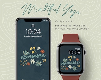 Apple Watch Wallpaper Mindful Yoga, Namaste iPhone Wallpaper, Apple Watch Face Earthy Theme, Wellness Wallpaper, Meditation Phone Background