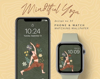 Apple Watch Wallpaper Mindful Yoga, Namaste iPhone Wallpaper, Apple Watch Face Earthy Theme, Wellness Wallpaper, Meditation Phone Background