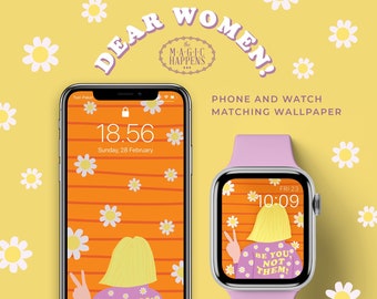 Apple Watch Face Women Empowerment, iPhone wallpaper Womens Day, Apple Watch Wallpaper in Feminist, Hand Drawn Womens March Wallpaper