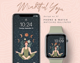 Apple Watch Wallpaper Mindful Yoga, Wellness iPhone Wallpaper, Apple Watch Face in Earthy Theme, Meditation Wallpaper, Yoga Phone Background