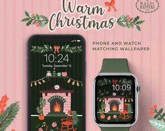 Apple Watch Wallpaper Warme Weihnachten, iPhone Tapete Weihnachten, Apple Watch Face Design in Weihnachten, Gemütliche Weihnachten Apple Wallpaper