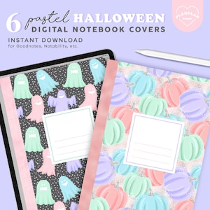Pastel Halloween Digital Planner Cover, October Digital Notebook Cover for GoodNotes Notability A4 & Letter Digital Cover, Subject Covers