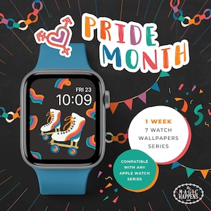Pride Month Apple Watch Face, Gay Pride Apple Watch Wallpaper, iPhone Wallpaper in Rainbow Pride, Rainbow Roller Skate Apple Watchface