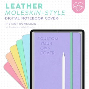 Pastel Leather Digital Planner Cover for GoodNotes Notability A4, Moleskin Digital Notebook Cover, Minimalist Subject Covers