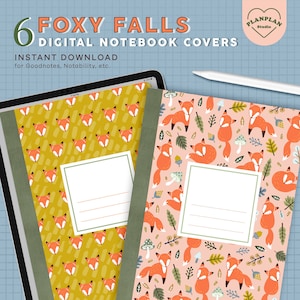 Foxy Fall Digital Planner Cover, Digital Notebook Cover for GoodNotes Notability A4 & Letter, Autumn Digital Covers, Subject Covers