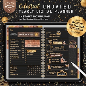 Celestial Digital Planner, iPad Planner, Goodnotes Planner in Cosmic Celestial Theme, Undated Digital Journal, Goodnotes Template Notability