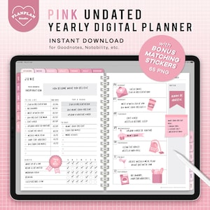 Basic Pink Digital Planner, Pink Blush Color iPad Planner, Undated Goodnotes Planner in Basic Color Theme, Digital Journal, Notability