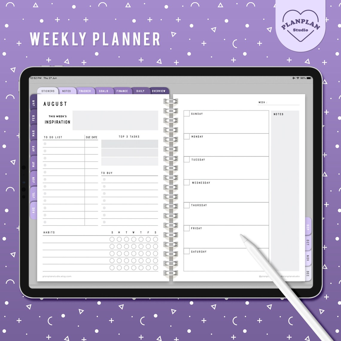 Basic Lilac Digital Planner Purple Lavender Color iPad Etsy