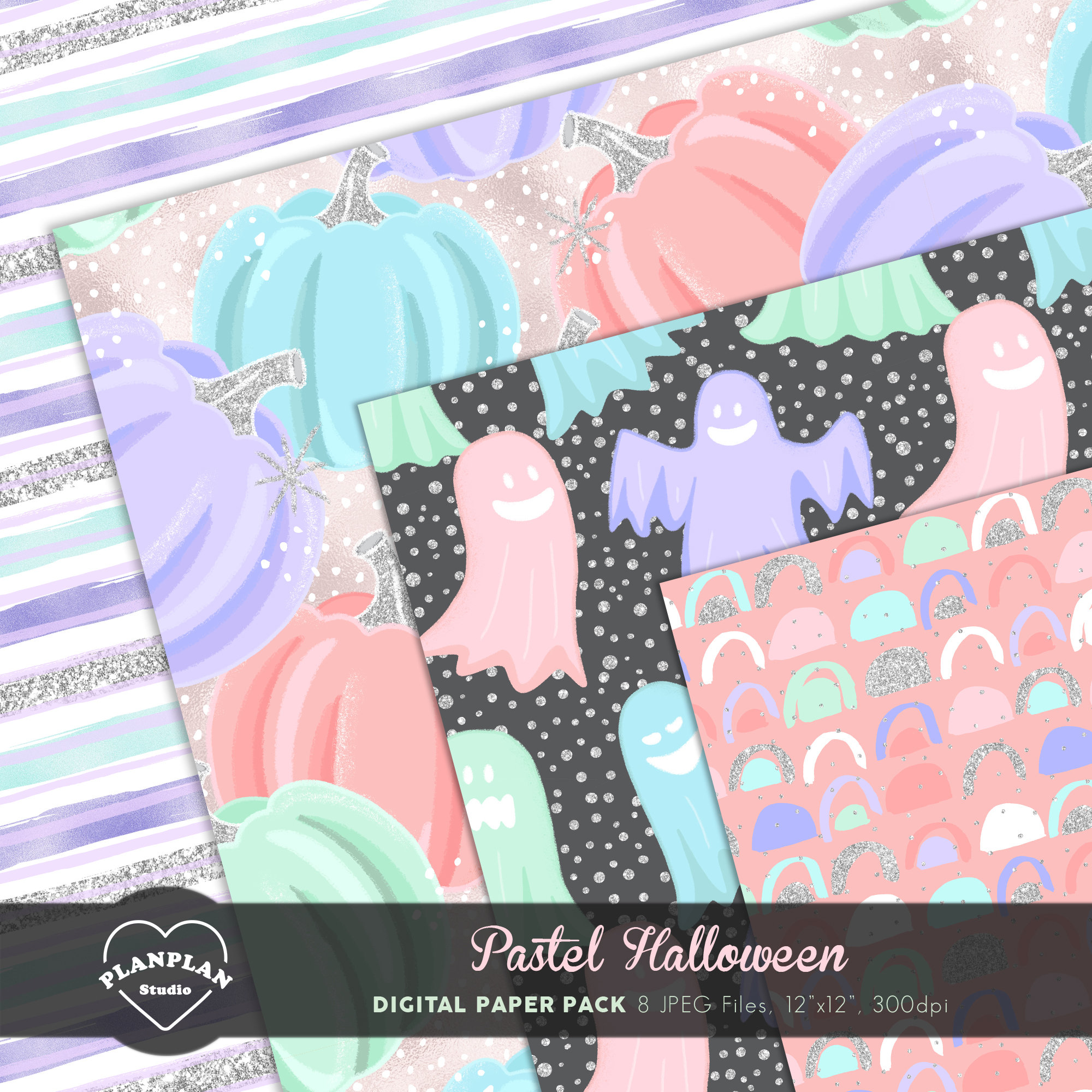 Pastel Halloween Digital Paper, Halloween Digital Paper Seamless, Cute ...