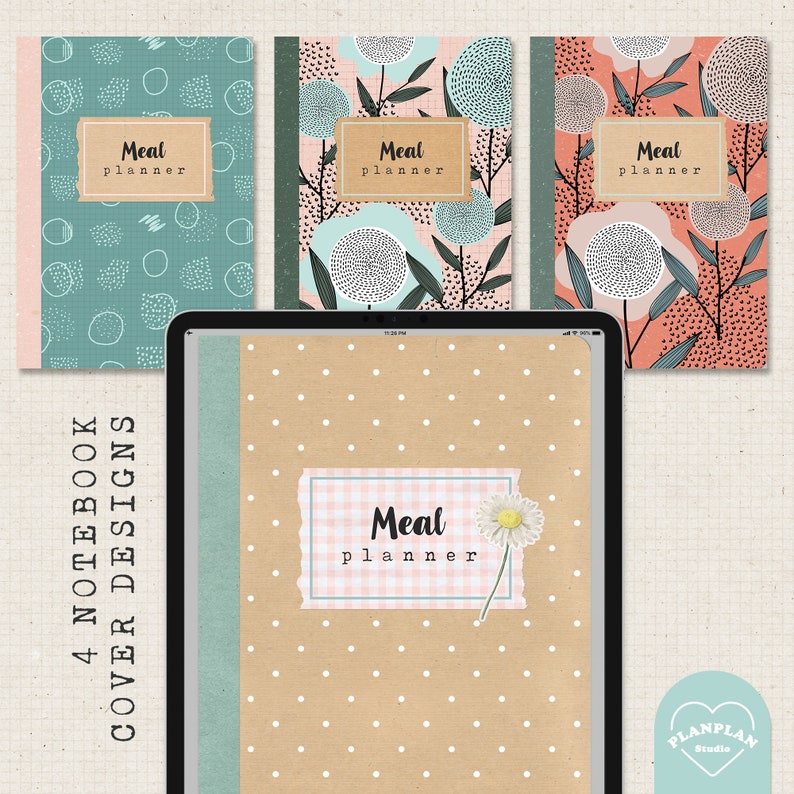 Digital Meal Planner in Scrapbook Vintage Theme, Meal Planner Templates ...