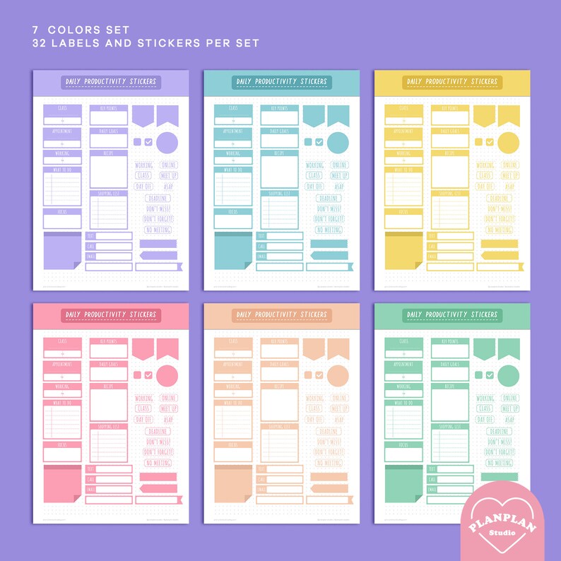 Daily Productivity Digital Planner Stickers for Goodnotes Etsy