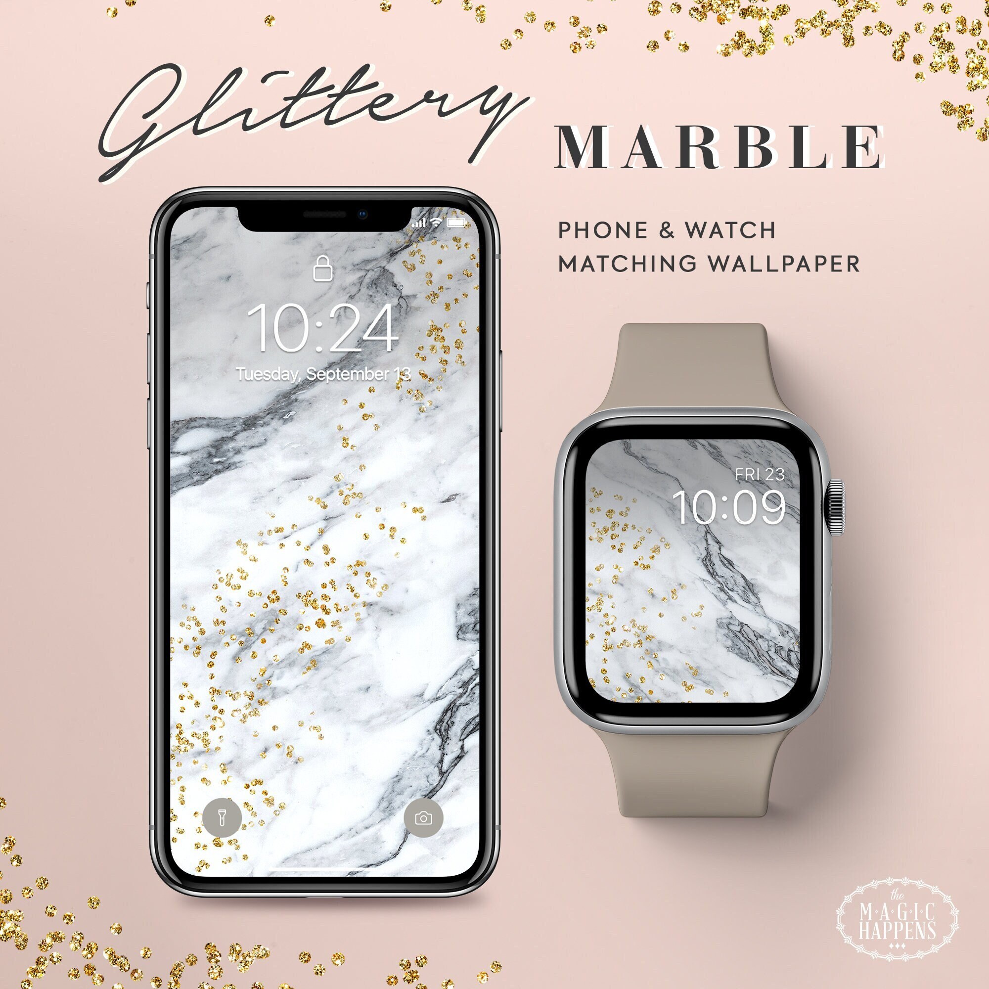 Glitzernde Marmor Apple Watch Tapete, Marmor iPhone Tapete, Apple Watch Gesicht Gold Glitzer Textur, Schicke Tapete, Folie Marmor
