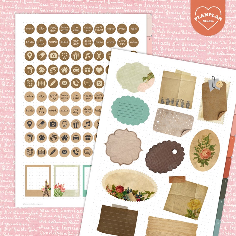 Vintage Scrapbook Digital Planner Sticker, All in One Goodnotes Digital ...